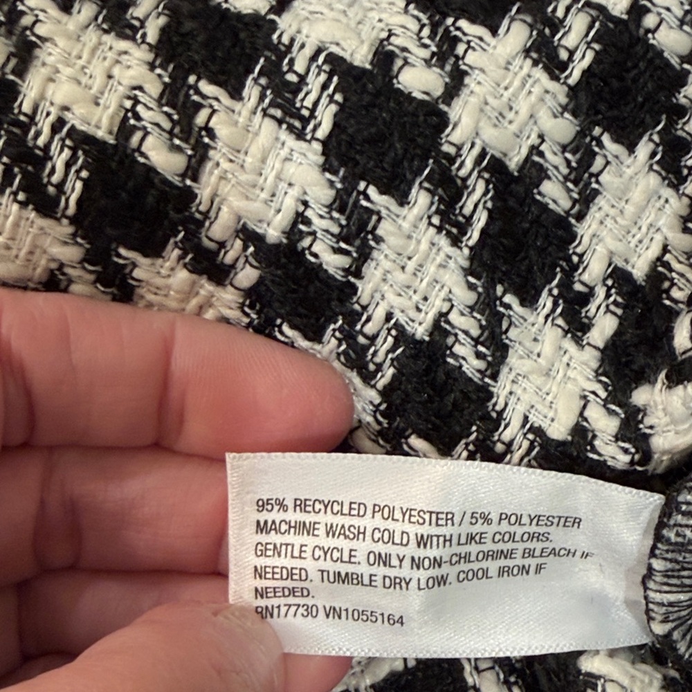 a new day Women's Long Sleeve Tweed Shacket - Black/Cream Houndstooth/NWT/M - Picture 8 of 11